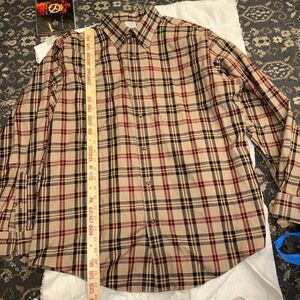 Brooks Brothers Regent Shirt Mens XL Button Down Non Iron Stretch Tan Plaid